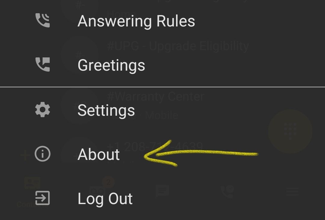 SnapMobile About menu screenshot