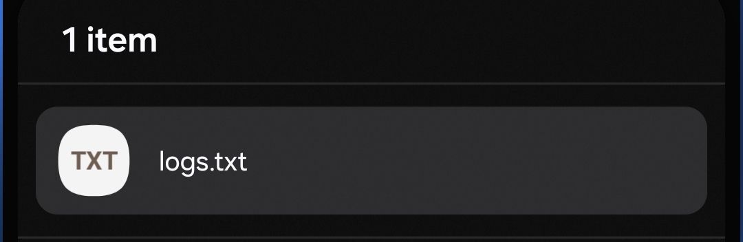 Log file pop-up screenshot
